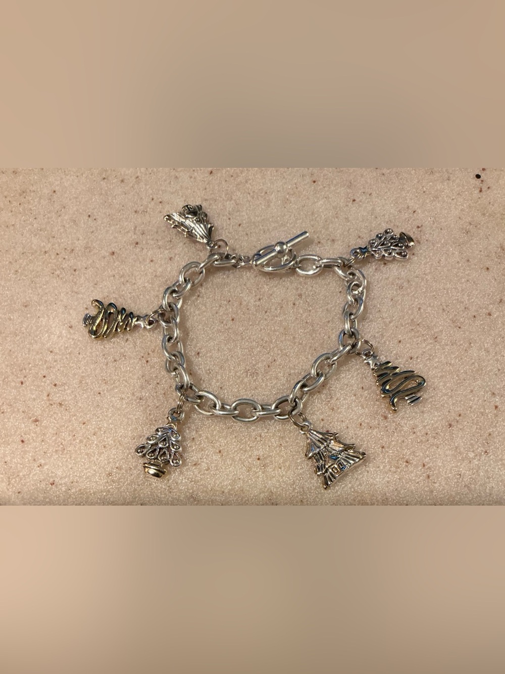 Silver Tone Charm Bracelet with assortment of trees